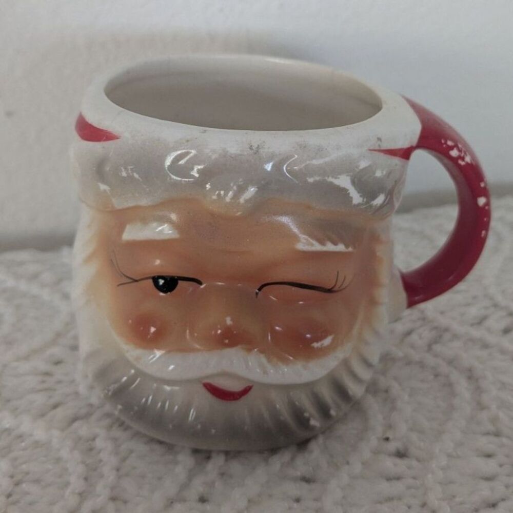 Vintage Brinn's Japan Winking Santa Mug - 3" - TX747